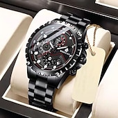 baratos Relógios Quartz-Relógio de Quartzo WEIGUAN para Homens Relógio de Pulso Masculino Cronógrafo Analógico Estiloso Com Calendário Noctilucente Liga de Aço Inoxidável Presente Elegante para Homens