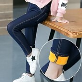 preiswerte Unterteile-kinderkleidung Mädchen Hose Feste Farbe Modisch Tasche Outdoor 7-13 Jahre Herbst Schwarz Dunkelblau