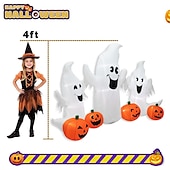 tanie Oświetlenie rekwizytów na Halloween-Dmuchane, oświetlone duchy i dynie na Halloween o długości 7 stóp, 3 dmuchane duchy z diodami LED do trawnika na podwórku wewnątrz, dekoracji halloween na zewnątrz