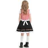 abordables Niños-Víspera de Todos los Santos Oktoberfest Vestidos Disfraz Falda acampanada Oktoberfest / Cerveza bávaro traje de cosplay Viena prados Chica Carnaval Fiesta / Noche Paño de estilo tradicional Vestido