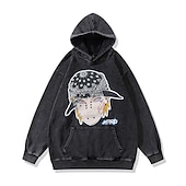 baratos Gráfico de personagem de desenho animado e filme-Moletom Camiseta lavada com ácido extragrande Imprimir Bolso frontal Arte Gráfica Para Casal Homens Mulheres Adulto Baile de Máscaras Hot Stamping Casual / Diário