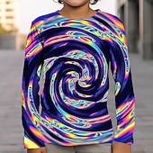 billiga Pojkens 3D Vision &amp; Geometri-pojkar 3D-grafik optisk illusion t-shirt långärmad 3D-tryck sommar vår höst sport mode streetwear polyester barn 4-12 år utomhus casual daglig normal passform