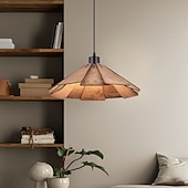 economico Luci Isola cucina-lampada a sospensione moderna lampada a sospensione geometrica paralume in legno naturale illuminazione corridoio lampadario lampada da soffitto per camera da letto cucina isola fattoria 110-240v