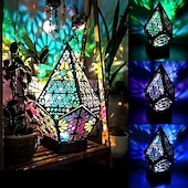 cheap Projector Lamp&amp;Laser Projector-Wooden Bohemian Floor Lamp, USB Charging Hollow Geometric Colorful Lamp Retro Bohemian Light Lamp, LED Colorful Diamond Shaped Lights 3D Projection Night Lamp Desk Lamp Home Decor