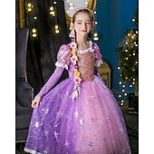 ieftine Costume pentru fete-Prințesă Rapunzel Rochii Manta Rochie de fete cu flori Cosplay Partidul costumelor for Fete Pentru copii Zuia Copiilor Mascaradă Nuntă Invitat la nunta