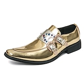 billige Semi-formell-herresko i rosa metallisk spenne – mote loafers med rhinestone-detaljer for fest- og sceneklær