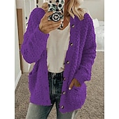 economico Cardigan e capispalla-Per donna Cardigan Maglione Moda Informale Morbido Tinta unica Maillard A coste A cappuccio Tasche Manica lunga Maglia Interni Giornaliero Per eventi Nero Bianco Autunno Inverno