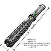 preiswerte taktische Taschenlampen-208 LED Taschenlampen LED Sender 3 Beleuchtungsmodus inklusive USB-Kabel Leicht Für den täglichen Einsatz USB Schwarz