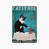 abordables signe d&#039;étain en métal-1pc rétro métal étain signe chat vin étain signe vintage cuisine signes décoration murale, peinture tenture murale pour la décoration murale art métal étain signe 20x30cm/8&#039;&#039;x12&#039;&#039;