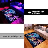 preiswerte Blacklight Teppiche-Fantasy-Pilz-Schwarzlicht-Teppich, Bodenmatte, UV-reaktiver, im Dunkeln leuchtender Teppich, großer rutschfester Teppich für Raumdekoration