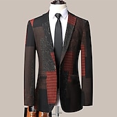 preiswerte Herren bedruckte Blazer-Herren Blumen Farbblock Langarm Umlegekragen Mode Streetwear Geschäftlich Arbeit Büro-Outfit Ausgehen Knöpfe Druck