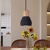 cheap Island Lights-LED Pendant Light Wood Art Cement Concrete Hanging Lamp Simple Cafe Restaurant Bar Pendant Light E27 Light Source Metal Iron Art Droplight Flashlight Concrete Ceiling Light 110-240V
