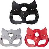 economico Maschera di Halloween &amp; Accessori-femminile sexy mezza faccia volpe gioco di ruolo maschera di pelle di gatto rivetto collare punk halloween festa trucco palla fantasia maschera pelle dell&#039;unità di elaborazione maschera di volpe