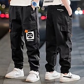 cheap Bottoms-Kids Boys Sweatpants Trousers Pocket Cartoon Letter Breathable Comfort Pants Training Sports Daily Basic Black Avatar Overalls Black Small Label Overalls Army Green Small Label Overalls Mid Waist