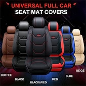 abordables Fundas de asiento para coche-Juego completo de lujo para 5 asientos funda de asiento delantero de coche universal 5D de PU impermeable almohadilla de protector de asiento transpirable