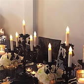 お買い得  ハロウィン室内-6 個 LED ハロウィンキャンドルライトちらつき炎付き単三電池電源ランプ用ハロウィンキャンドルテーパーキャンドルフローティングパーティー照明