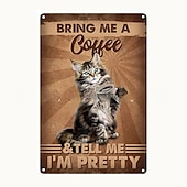 cheap Metal Tin Sign-1pc Retro Metal Tin Sign Cute Cat Tin Sign Vintage Kitchen Signs Wall Decor, Painting Wall Hanging for Home Decor Wall Art Metal Tin Sign 20x30cm/8&#039;&#039;x12&#039;&#039;