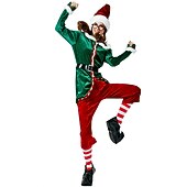 billiga Vuxna juldräkter-jultomten Alf Mrs.Claus Kläder Julhatt Fin julklänning Dam Jul Karnival julafton Jul Vuxna Fest Jul Kappa Byxor Skärp Benvärmare Strumpor
