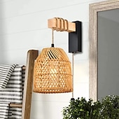 abordables Apliques de pared-Vintage Campestre Lámparas de pared para interiores Sala de estar Comedor cuerda de cáñamo Luz de pared 110-120V 220-240V