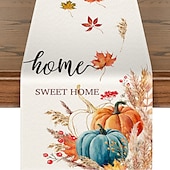cheap Table Runners-Pumpkin Table Runner Halloween Fall Burlap Tablerunner Farmhouse Indoor Table Autumn Decoration Table Flag Decor For Dining Weddig Party Holiday