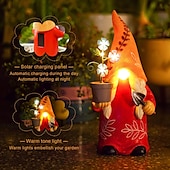 economico Luci paesaggistiche-Luce Solare Da Giardino Gnomi Statua Resina Cortile Luce Esterna Impermeabile Decor Passerella Cortile Resina Artigianato Patio Balcone Decorazione