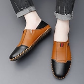cheap Men&#039;s Slip-ons &amp; Loafers-Men&#039;s Casual Leather Loafers – Slip-On Two-Tone Driving Shoes with Non-Slip Sole for Daily Wear