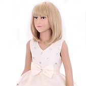 economico Parrucche da festa-parrucca nera per bambini parrucca nera bob per bambini parrucca nera corta per ragazze festa cosplay parrucca sintetica con rete di rose da indossare tutti i giorni parrucche di carnevale