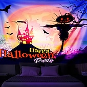 billige halloween veggtepper-halloween dekorasjoner bakgrunnsbelysning billedvev jack o lanterne uv reaktiv hengende fluorescerende hjemmedekorasjon bakgrunn stoff kunst hjem soverom stue