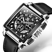 abordables Relojes de Cuarzo-Reloj de cuarzo OLEVS para hombres calendario cronógrafo gran bisel reloj impermeable de cuero genuino