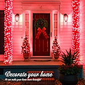 abordables Guirlandes lumineuses à piles-Halloween Noël boîte à piles étanche guirlande lumineuse 8 fonctions télécommande intérieure et extérieure cour jardin décoration de mariage lumière 4m-30leds/6.5m-50leds/10m-100leds