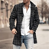 preiswerte Herren-Blazer &amp; -Anzüge-Herren Wintermantel Mantel Trenchcoat Outdoor Freizeitskleidung Herbst Winter Polyester Oberbekleidung Bekleidung Modisch Strassenmode Geometrisch Kargen Einreihiger Verschluss