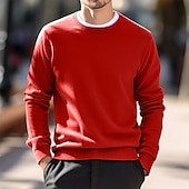 cheap Men&#039;s Pullover Sweater-Men&#039;s Dress Sweater Wool Sweater Pullover Sweater Jumper Cropped Sweater Ribbed Knit Regular Tops Knitted Plain Crew Neck Modern Contemporary Work Halloween Clothing Apparel Winter Black Red S M L