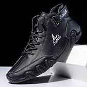 baratos Ténis para Homem-botas masculinas de camurça feitas à mão – tênis elegantes de cano alto com cadarços para uso ao ar livre durável e moderno