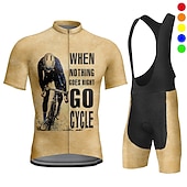 abordables Conjuntos de ropa para hombre-Hombre Maillot de ciclismo con culotte corto con tirantes Manga Corta MTB Bicicleta Montaña Ciclismo Carretera Verano Rojo Azul Marrón Graphic Letra y Número Bicicleta Almohadilla 3D Secado rápido