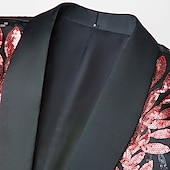 preiswerte Bühnenanzüge-Anzüge für Männer für Partys Tuxedos funkelnd schwarz rot Blatt taillierte Passform 2-teilig einreihig ein Knopf