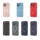 halpa iPhone-kotelot-puhelin Etui Käyttötarkoitus iPhone 13 12 Pro Max Takakuori Magsafen kanssa Tukee langatonta latausta Tukijalka Iskunkestävä Yhtenäinen väri silikageeli Silikoni