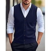 preiswerte Herren Strickjacke-Herren Weihnachtspullover Pullunder Kleid Pullover Strickjacke Gerippt Stricken Standard Tasche Strick Glatt V Ausschnitt Warm-Ups Moderne zeitgenössische Freizeitskleidung Ausgehen Bekleidung Winter
