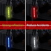 cheap Car Stickers-4 Pcs Car Door Warning Stickers Night Visibility Reflective Tape Door Stickers Decorative Stickers Car Body Reflective Strip Car Accessories