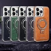 cheap iPhone Cases-Phone Case For iPhone 16 15 14 Pro Max Plus 13 12 Pro Max Back Cover Magnetic Adsorption with Stand Holder Magnetic Full Body Protective Retro TPU PU Leather