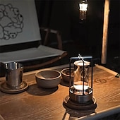 baratos Candeeiros de mesa-Candeeiro de mesa recarregável sem fio LED retro bar lâmpadas de mesa de metal toque dimmer luz noturna tri-cores para restaurante quarto bar hotel luzes de decoração de casa
