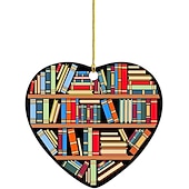 お買い得  木のアクセサリー-クリスマスツリーの装飾、スクエアハートの本棚ペンダント、図書館の本棚のハートの飾り、部屋の装飾