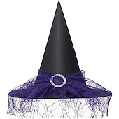 billige halloween 2024-Cosplay Dekorasjon Rekvisitter Kvinnelig Trollmannhette Voksen Heks Hodepryd Barns Feriehette Polyester Taff Walpurgisnatt