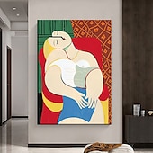 preiswerte Abstrakte Gemälde-Handgemaltes Picasso-Ölgemälde, Picasso-Gemälde, abstraktes figuratives Wandkunstbild, handgefertigtes Gemälde, Kunstwerk für Heimdekoration, Wohnzimmer, Schlafzimmer, gerollte Leinwand, ohne Rahmen