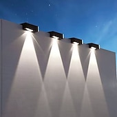 tanie Kinkiety zewnętrzne-Słoneczna lampa ścienna rgb/ciepłe oświetlenie zewnętrzna wodoodporna lampa słoneczna o wysokiej jasności kinkiet ogród podwórko ogrodzenie balkonowe garaż ganek dekoracja ścienna 1/2/4 szt