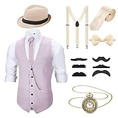 billiga Outfits-Retro / vintage Glada 20-talet 1920-talet Kläder Väst Panamahatt Den store Gatsby Herre Mode Herr Jul Halloween Karnival Bal Möhippa Festival Vuxna Kravatt Väst Hatt Alla årstider