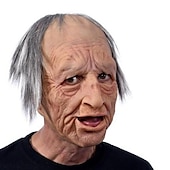 cheap Halloween Mask &amp; Props-Halloween Christmas Mask Headgear, Fierce Black Haired Old Man Mask Simulation Character Mask Masquerade Play Props Funky Cosplay Accessory