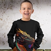 billiga Pojkens 3D-djur-Pojkar 3D Grafisk Djur Dinosaurie Tröja Långärmad 3D-tryck Sommar Höst Mode Streetwear Häftig Barn 3-12 år 4-12 år Utomhus Ledigt Dagligen Normal