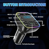 رخيصةأون مجموعة بلوتوث السيارة/الاستخدام حر اليدين-طقم سيارة Bt جهاز إرسال FM Pd Type-C Dual USB 3.1A شاحن سريع ملون ضوء محيطي جهاز استقبال الصوت يدوي mp3 سيارة لاسلكية مشغل mp3