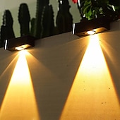 tanie Kinkiety zewnętrzne-Słoneczna lampa ścienna rgb/ciepłe oświetlenie zewnętrzna wodoodporna lampa słoneczna o wysokiej jasności kinkiet ogród podwórko ogrodzenie balkonowe garaż ganek dekoracja ścienna 1/2/4 szt