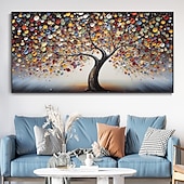 cheap Tree Oil Paintings-Hand Painted Wall Art Abstract Colorful Tree Canvas Oil Painting Handmade Textured Landscape  Painting Hand Painted Forest painting Home Decoration Decor Rolled Canvas